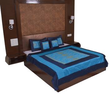 Polysilk Rajwada Mirror work Bed Cover Set 2