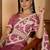 dusty pink gold crush art silk embroidered saree with belt white thread work designer festive saree