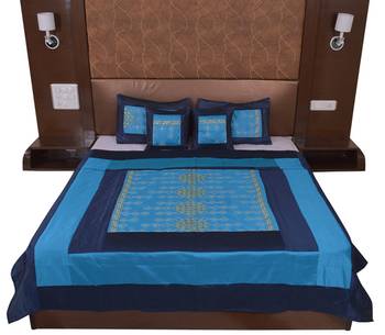 Polysilk Rajwada Mirror work Bed Cover Set 3