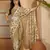 golden beige gold crush art silk embroidered saree with belt white thread work festive designer saree