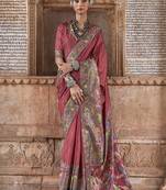 Rust printed silk festival classic saree