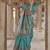 Turquoise printed silk festival classic saree