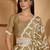 golden beige gold crush art silk embroidered saree with belt white thread work festive designer saree