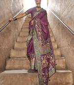 Purple printed silk festival classic saree