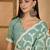mint green gold crush art silk embroidered saree with belt white thread work designer festive saree