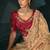 Beige embroidered silk blend contemporary saree for engagement
