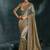 Grey embroidered silk blend contemporary saree for engagement