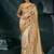 Cream embroidered silk blend contemporary saree for engagement