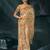 Cream embroidered silk blend contemporary saree for engagement