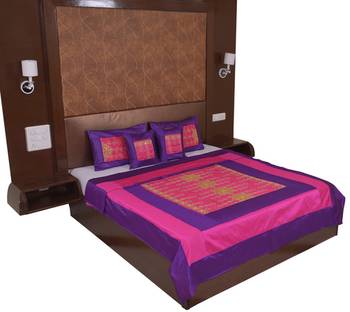 Polysilk Rajwada Mirror work Bed Cover Set 2