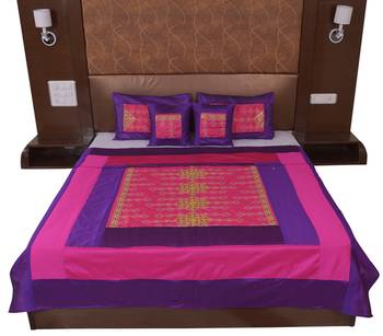 Polysilk Rajwada Mirror work Bed Cover Set 3