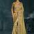 Olive green embroidered silk blend contemporary saree for engagement
