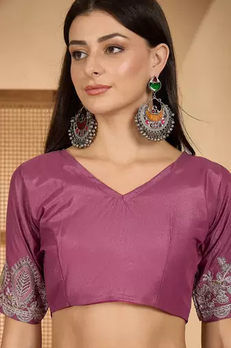 dusty rose chocolate art silk embroidered saree with belt sequence work festive & party wear saree