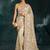 Cream embroidered silk blend contemporary saree for engagement