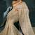 Cream embroidered silk blend contemporary saree for engagement
