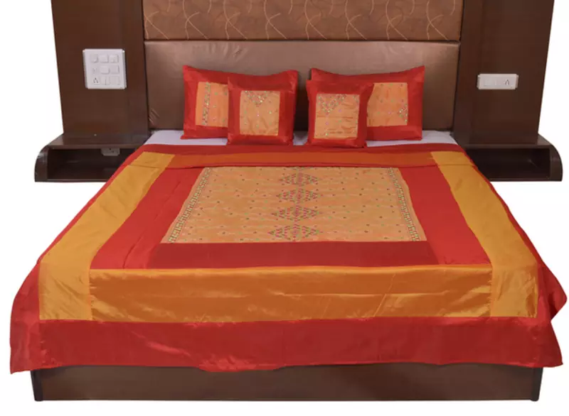 Polysilk Rajwada Mirror work Bed Cover Set