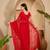 Red heavy net embroidered saree with belt diamond embellished designer festive party wear saree