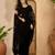 Black heavy net embroidered saree with belt diamond embellished designer party & reception saree