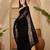 Black heavy net embroidered saree with belt diamond embellished designer party & reception saree