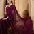 Wine purple heavy net embroidered saree with belt diamond embellished designer festive party saree