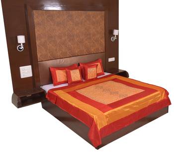Polysilk Rajwada Mirror work Bed Cover Set 2