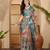 Multicolour linen zari digital print saree with belt fancy zari border designer festive saree