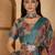 Multicolour linen zari digital print saree with belt fancy zari border designer festive saree