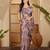 Dusty pink linen zari digital print saree with belt floral print zari border designer festive saree