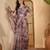 Dusty pink linen zari digital print saree with belt floral print zari border designer festive saree