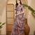 Dusty pink linen zari digital print saree with belt floral print zari border designer festive saree