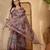 Dusty pink linen zari digital print saree with belt floral print zari border designer festive saree