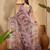 Dusty pink linen zari digital print saree with belt floral print zari border designer festive saree