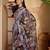 Purple linen zari digital print saree with belt floral print fancy zari border festive wear saree