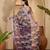 Purple linen zari digital print saree with belt floral print fancy zari border festive wear saree