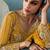 Mustard tissue embroidered sequins and zari work saree
