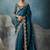 Teal tissue embroidered sequins and zari work saree