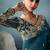 Teal tissue embroidered sequins and zari work saree