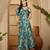 Teal ikat print linen zari saree with belt digital print zari border festive party wear saree