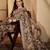 Beige leaf print linen zari saree with belt fancy digital print zari border festive casual saree