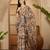 Beige leaf print linen zari saree with belt fancy digital print zari border festive casual saree
