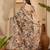 Beige leaf print linen zari saree with belt fancy digital print zari border festive casual saree