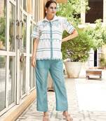 Embroidered Pure Cotton Shirt With Trousers Co-ords
