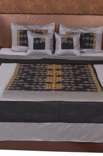 Polysilk Rajwada Mirror work Bed Cover Set