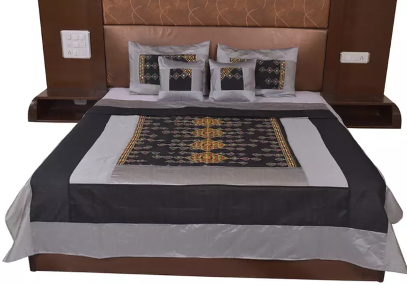 Polysilk Rajwada Mirror work Bed Cover Set