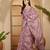 Lavender floral print linen zari saree with belt digital print zari border designer saree