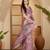 Lavender floral print linen zari saree with belt digital print zari border designer saree