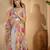 Multicolor butterfly print linen zari saree with belt digital print zari border party wear saree