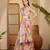 Multicolor butterfly print linen zari saree with belt digital print zari border party wear saree