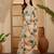 Beige floral digital print linen zari saree with belt zari border lightweight festive saree
