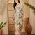 Beige floral digital print linen zari saree with belt zari border lightweight festive saree